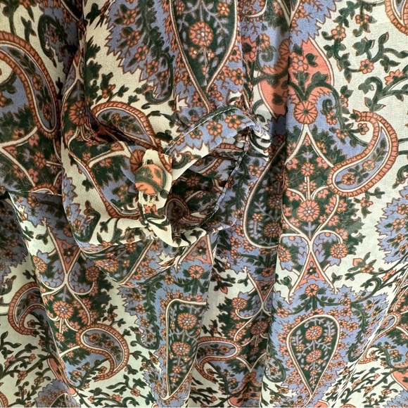 VERONICA BEARD Lowell Paisley Pin Tuck Long Sleeve Blouse Size 4 - Picture 10 of 13